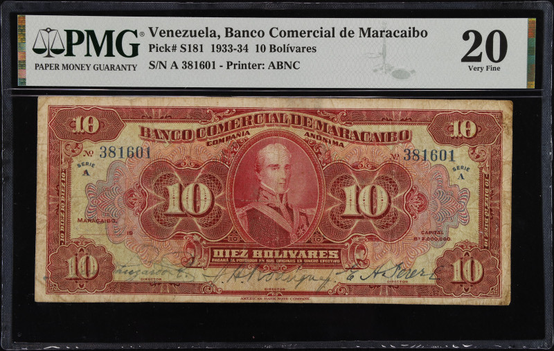 VENEZUELA. Banco Comercial de Maracaibo. 10 Bolivares, 1933-34. P-S181. Rosenman...