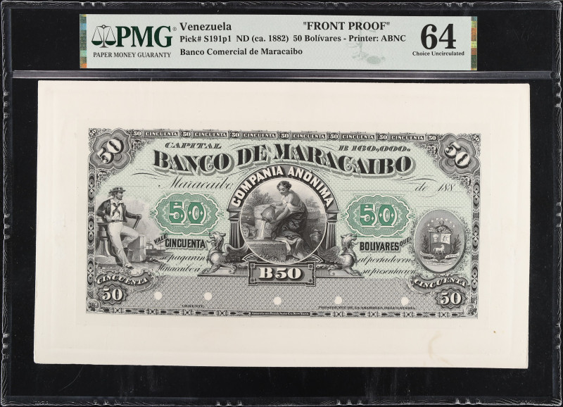 VENEZUELA. Lot of (2). Banco de Maracaibo. 50 Bolivares, ND (ca 1882). P-S191p1 ...