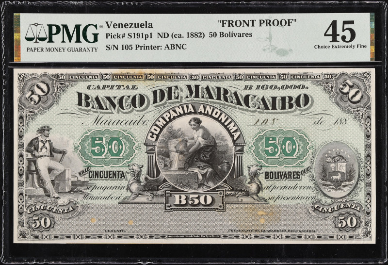 VENEZUELA. Lot of (2). Banco de Maracaibo. 50 Bolivares, ND (ca 1882). P-S191p1 ...