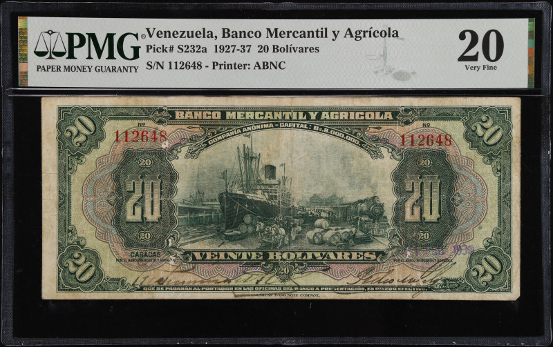 VENEZUELA. Banco Mercantil y Agricola. 20 Bolivares, 1930. P-S232a. Rosenman 157...