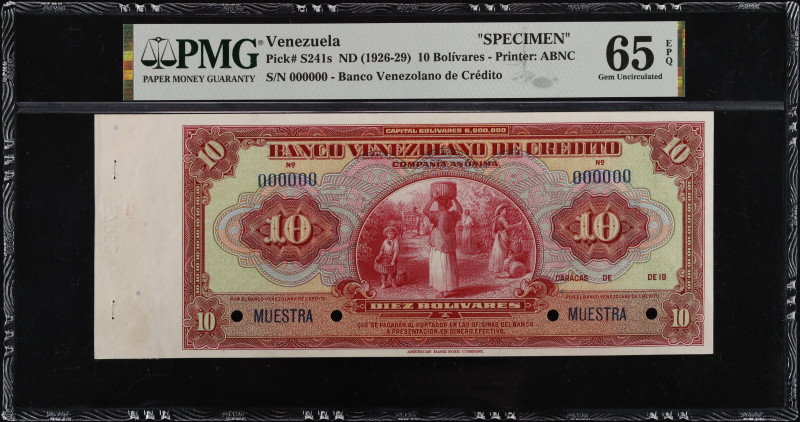 VENEZUELA. Banco Venezolano de Credito. 10 Bolivares, ND (1926-29). P-S241s. Spe...