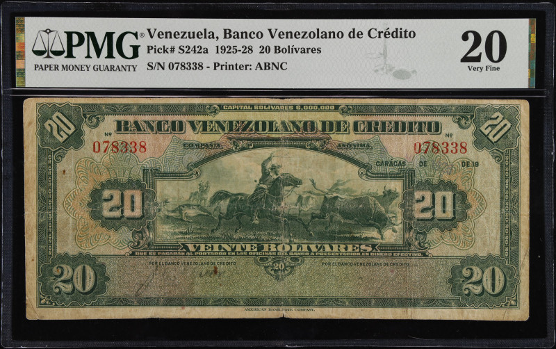 VENEZUELA. Banco Venezolano de Credito. 20 Bolivares, 1927. P-S242a. Rosenman 15...