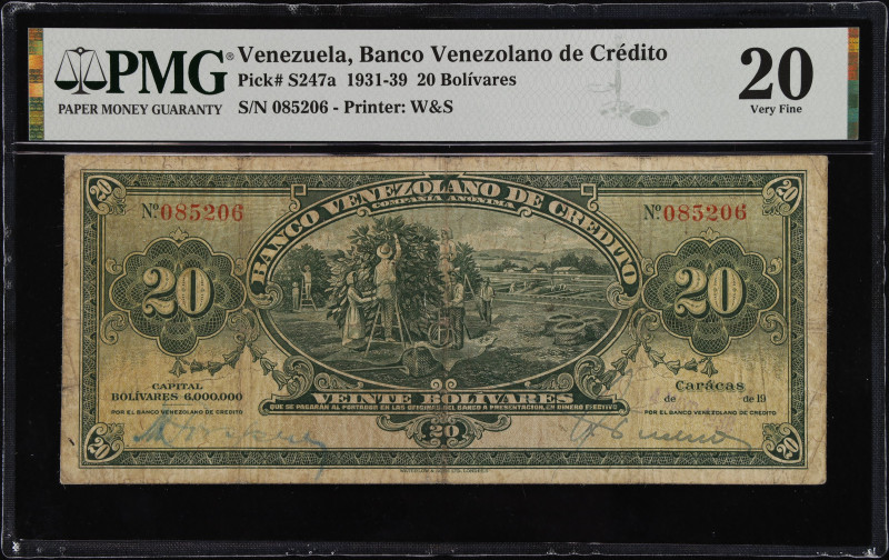 VENEZUELA. Banco Venezolano de Credito. 20 Bolivares, 1938. P-S247a. Rosenman 15...