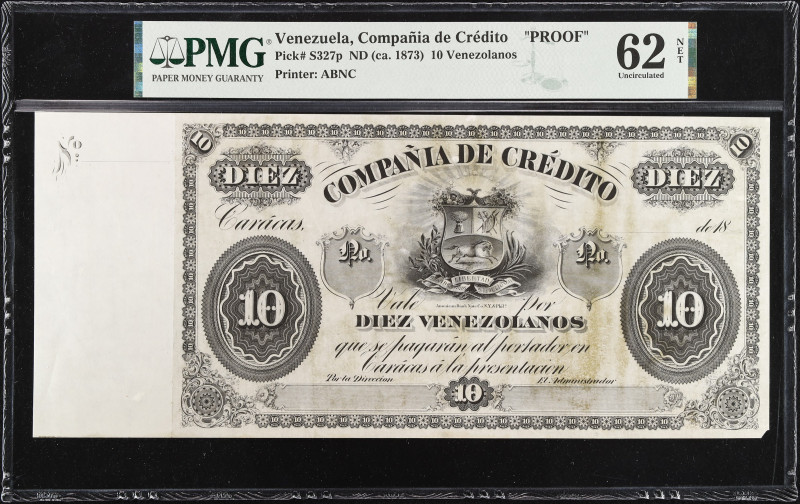 VENEZUELA. Compania de Credito. 10 Venezolanos, ND (ca 1873). P-S327p. Rosenman ...