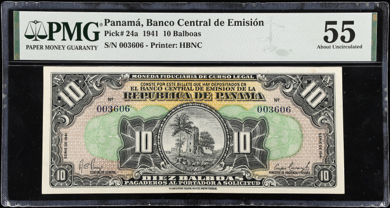 PANAMA. Banco Central de Emision de la Republica de Panama. 10 Balboas, 1941. P-...