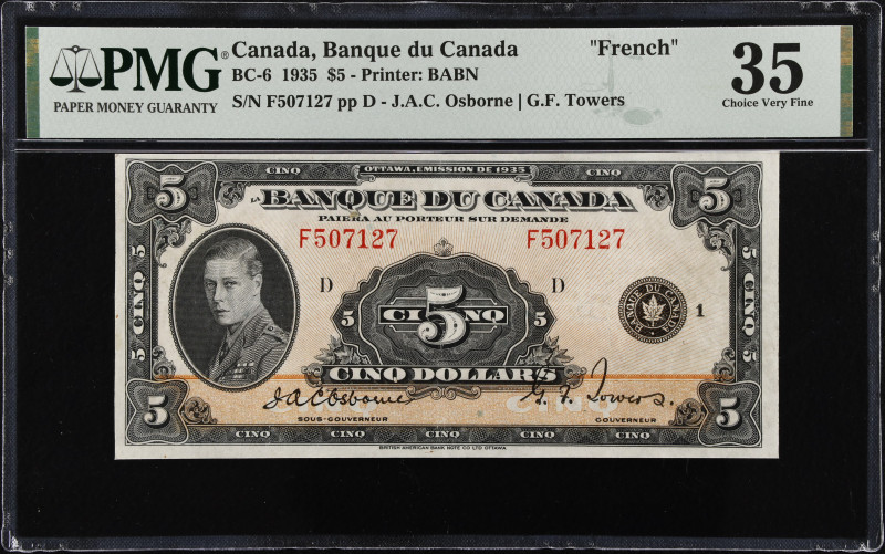 CANADA. Banque du Canada. 5 Dollars, 1935. BC-6. PMG Choice Very Fine 35.
Print...