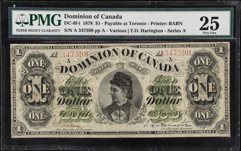 CANADA. The Dominion of Canada. 1 Dollar, 1878. DC-8f-i. PMG Very Fine 25.
Prin...