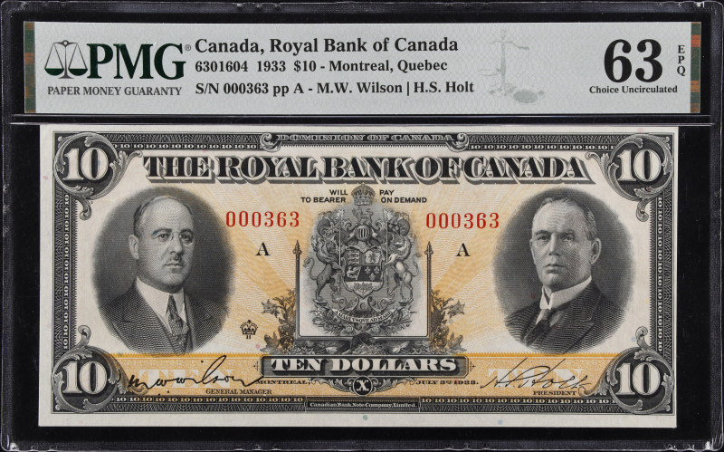 CANADA. Royal Bank of Canada. 10 Dollars, 1933. CH# 630-16-04. PMG Choice Uncirc...