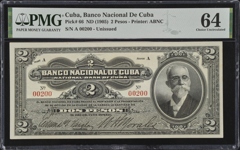 CUBA. Banco Nacional de Cuba. 2 Pesos, ND (1905). P-66. Radar Serial Number. PMG...