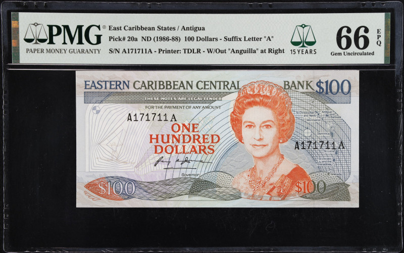 EAST CARIBBEAN STATES. Eastern Caribbean Central Bank. 100 Dollars, ND (1986-88)...