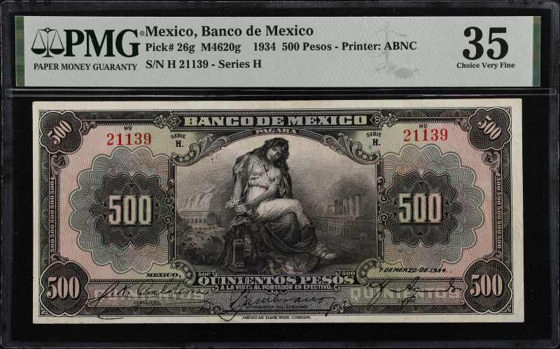 MEXICO. Banco de Mexico. 500 Pesos, 1934. P-26g. M4620g. PMG Choice Very Fine 35...