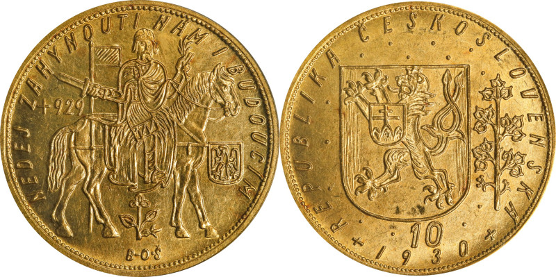 CZECHOSLOVAKIA. 10 Ducats, 1930. Kremnica Mint. PCGS-63.
Fr-4; KM-14; Novotny-1...