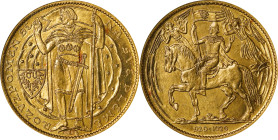 CZECHOSLOVAKIA. Gold Medallic 5 Ducats, 1929. Kremnica Mint. NGC MS-64.
Fr-8; KMX-9; Novotny-II.A (RRR). Mintage: 787. By: Otakar Spaniel. Obverse: S...