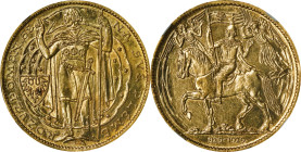 CZECHOSLOVAKIA. Gold Medallic 5 Ducats, 1929. Kremnica Mint. NGC MS-63.
Fr-8; KMX-9; Novotny-II.A (RRR). Mintage: 787. By: Otakar Spaniel. Obverse: S...