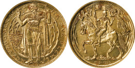 CZECHOSLOVAKIA. Gold Medallic 5 Ducats, 1929. Kremnica Mint. NGC MS-62.
Fr-8; KMX-9; Novotny-II.A (RRR). Mintage: 787. By: Otakar Spaniel. Obverse: S...