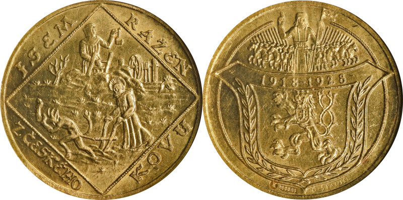 CZECHOSLOVAKIA. Gold Medallic 4 Ducats, 1928. Kremnica Mint. NGC MS-63.
Fr-6; K...