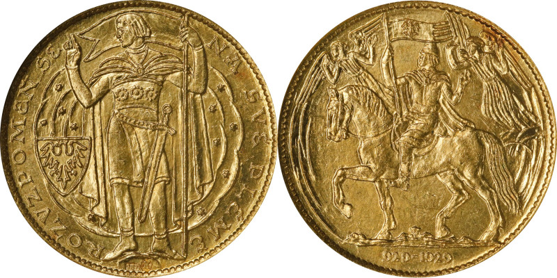 CZECHOSLOVAKIA. Gold Medallic 3 Ducats, 1929. Kremnica Mint. NGC MS-64.
Fr-9; K...