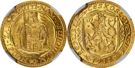 CZECHOSLOVAKIA. Ducat, 1933. Kremnica Mint. NGC MS-65.
Fr-2; KM-8; Novotny-16. A glamorous Gem, this enticing and richly lustered Ducat delivers a wa...