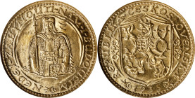 CZECHOSLOVAKIA. Ducat, 1935. Kremnica Mint. NGC MS-63.
Fr-2; KM-8; Novotny-16 (R). Mintage: 13,178. Somewhat opulent with the amount of showy luster ...