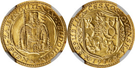CZECHOSLOVAKIA. Ducat, 1936. Kremnica Mint. NGC MS-66.
Fr-2; KM-8; Novotny-16 (R). Mintage: 14,566. A bright and dazzling Gem, this handsome Ducat ha...
