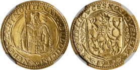 CZECHOSLOVAKIA. Ducat, 1937. Kremnica Mint. NGC MS-65.
Fr-2; KM-8; Novotny-16 (RRR). Mintage: 324. One of the RAREST dates in the single Ducat series...