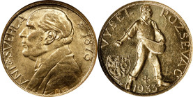 CZECHOSLOVAKIA. Gold Medallic Ducat, 1933. Kremnica Mint. NGC MS-62.
Fr-12A; KMX-16; Novotny-V.B. Mintage: 500. Variety with cross above date. Obvers...