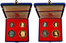 CZECHOSLOVAKIA. Quartet of Medals (4 Pieces), ND (1968). Kremnica Mint. GEM PROOF.
KMX-35-38. AGW: 1.638 oz. A wonderful set containing gold and silv...
