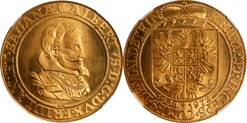 CZECHOSLOVAKIA. Duo of Wallenstein Gold Medallic Ducats Restrikes (2 Pieces), 19...