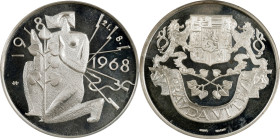 CZECHOSLOVAKIA. 50th Anniversary of the Founding of Czechoslovakia Silver Medal, 1968. Kremnica Mint. PCGS SPECIMEN-67.
By J. Harcuba. Diameter: 35mm...