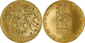 CZECH REPUBLIC. 10000 Korun, 1996. Czech (Jablonec nad Nisou) Mint. NGC MS-67.
Fr-1; KM-21. Mintage: 1,256. An impressive example from the Bohemian C...