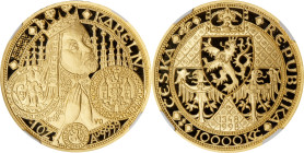 CZECH REPUBLIC. Proof Set (4 Pieces), 1998. Czech (Jablonec nad Nisou) Mint. All NGC Certified.
1) 10000 Korun, 1998. NGC PROOF-70 Ultra Cameo. Fr-5;...