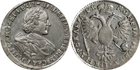 RUSSIA. Ruble, 1720 (date in old Cyrillic). Moscow (Kadashevsky) Mint. Peter I (the Great). PCGS MS-62.
Dav-1654; KM-157.6; Bit-326. Steely gray and ...