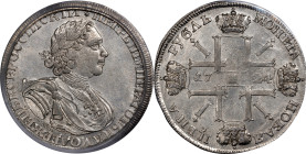 RUSSIA. Ruble, 1724-CNB. St. Petersburg Mint. Peter I (the Great). PCGS Genuine--Cleaned, Unc Details.
Dav-1659; KM-166.1; Bit-1319. Some minor clean...