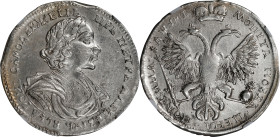RUSSIA. 1/2 Ruble, 1719 (date in old Cyrillic). Moscow (Red) Mint. Peter I (the Great). NGC AU Details--Cleaned.
KM-156; Bit-1017. An enticing minor,...