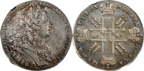 RUSSIA. Ruble, 1727. Moscow (Kadashevsky) Mint. Peter II. NGC Unc Details--Cleaned.
KM-182.1; Bit-25. No stars in reverse legend variety. A very nice...