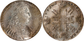 RUSSIA. Ruble, 1728. Moscow (Kadashevsky) Mint. Peter II. PCGS EF-45.
Dav-1668; KM-182.2; Bit-68. Variety with continuous obverse legend and with Ord...