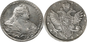 RUSSIA. Ruble, 1737. Moscow (Red) Mint. Anna. PCGS Genuine--Cleaned, Unc Details.
Dav-1674; KM-198; Bit-199. Type with five pearls in hair. Essential...