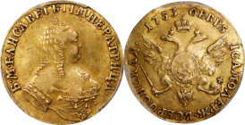 RUSSIA. Ducat (Chervonets), 5 February 1753. Moscow (Red) Mint. Elizabeth. PCGS EF-40.
Fr-113; KM-C-30.2; Bit-27 (R2). Bearing a specific date of iss...