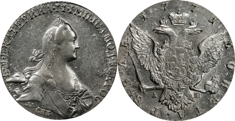 RUSSIA. Ruble, 1771-CNB AW. St. Petersburg Mint. Catherine II (the Great). PCGS ...