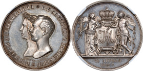 RUSSIA. Marriage of Alexander Nikolaevich and Maria Alexandrovna Silver Medallic Ruble, 1841. St. Petersburg Mint. NGC MS-61.
Dia-563.2; Bit-M903. By...