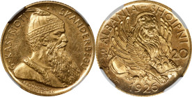 ALBANIA. 20 Franga Ari, 1926-R. Rome Mint. Ahmet Zogu (as President). NGC MS-63.
Fr-5; KM-12. Variety with Fasces to the left of the mintmark. Mintag...