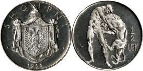 ALBANIA. 1/2 Lek, 1931-L. London Mint. Zog I. PCGS PROOF-66 Cameo.
KM-13. Exceedingly alluring and immediately conjuring a classical appearance with ...