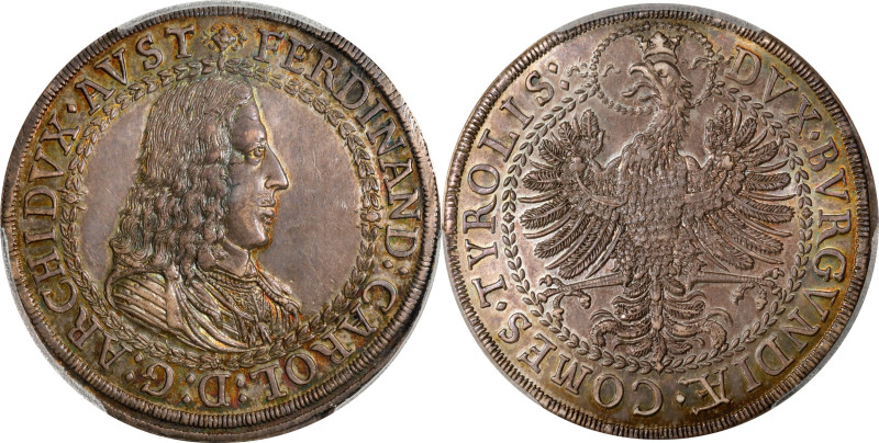 AUSTRIA. 2 Talers, ND (1654). Hall Mint. Archduke Ferdinand Karl. PCGS MS-62.
D...