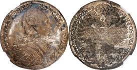 AUSTRIA. Paar. 1/2 Taler, 1771. Vienna Mint. Johann Wenzel. NGC MS-62.
KM-1. Mintage: 700. A supremely attractive near-Choice example, this handsome ...