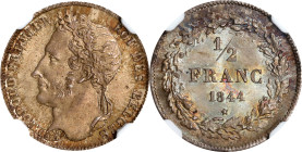 BELGIUM. 1/2 Franc, 1844. Brussels Mint. Leopold I. NGC MS-67.
KM-6. A stunning Superb-Gem, this sole finest graded example yet seen by NGC delivers ...