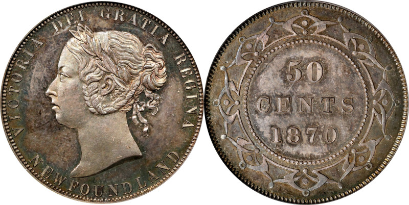CANADA. Newfoundland. Silver 50 Cents Pattern, 1870. London Mint. Victoria. PCGS...
