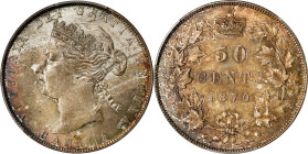 CANADA. 50 Cents, 1870-LCW. London Mint. Victoria. PCGS MS-64.
KM-6. A premier RARITY at this grade level, the present specimen delivers sparkling lu...