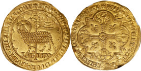FRANCE. Mouton d'Or, ND (1350-64). Jean II "the Good". NGC MS-64.
Fr-280; Dupl-291; Ciani-354. Weight: 4.74 gms. Obverse: Agnus Dei (Lamb of God) sta...