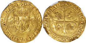 FRANCE. Ecu d'Or aux Porcs-Epics, ND (1507-15). Bayonne Mint; mm: anchor. Louis XII. NGC AU-50.
Fr-325; Dup-655; Ciani-909. Weight: 3.34 gms. Obverse...