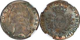 FRANCE. 24 Sols (1/5 Ecu), 1770. Pau Mint; mm: cow. Louis XV. NGC MS-64.
KM-530; Gad-299A. Struck for the province of Bearn, this exciting example of...